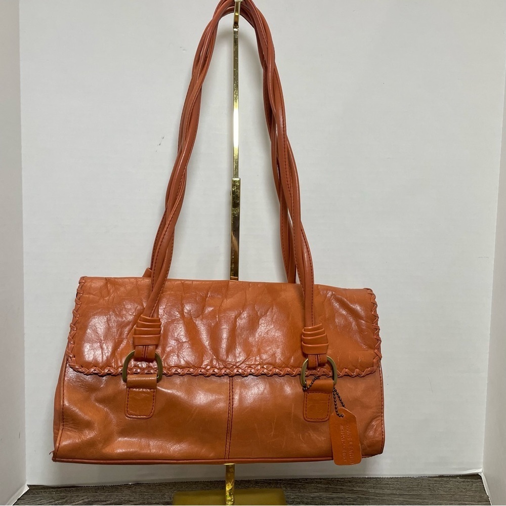 Worthington Auburn Orange Leather Shoulder Bag. Pre-owned.